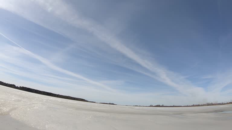 The Fall under the ice. Thin spring ice.