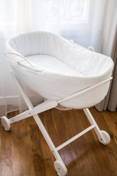 Elegant baby bassinet stock photo