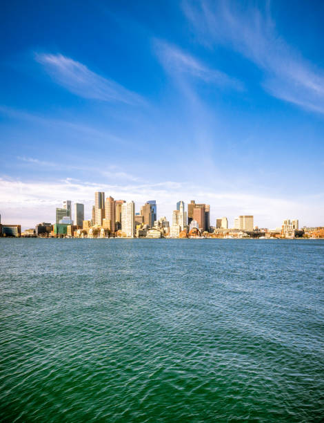 Boston USA skyline and cityscape from the harbor