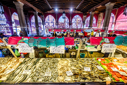 Selling fish and seafood at glasgow in scotland england UK