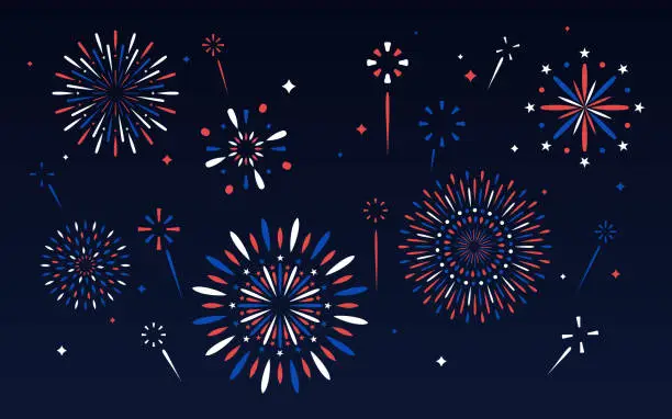 Vector illustration of Fourth of July Fireworks Display