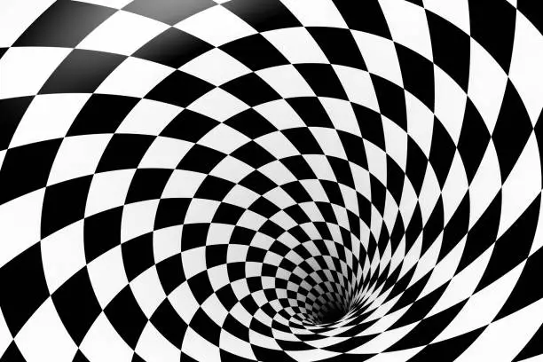 Photo of 3D Abstract Psychedelic Checked Pattern Optical Illussion Background