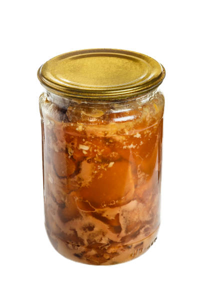 istock Canned meat in a glass jar 1142006479