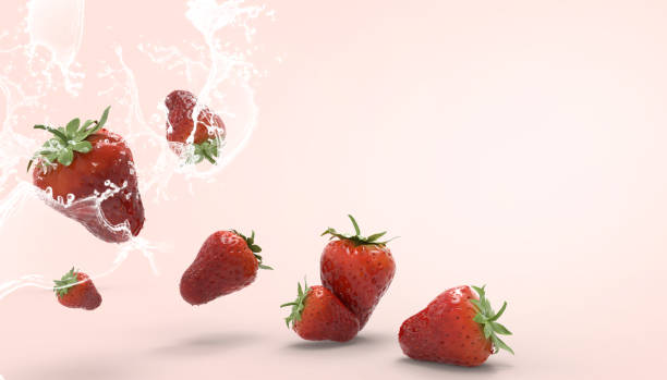 istock Strawberry fruit fresh Concept Summer - holidays and artwork Creative on pastel Pink  background - 3d rendering 1142017602