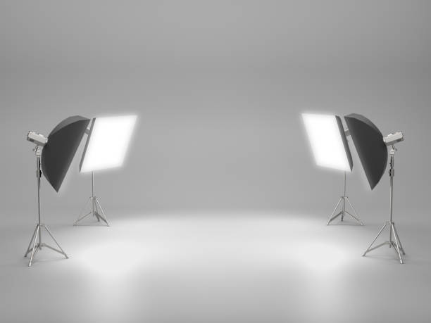 istock White pedestal for display,Platform for design,Blank product stand with Soft Box Light. 1142017839