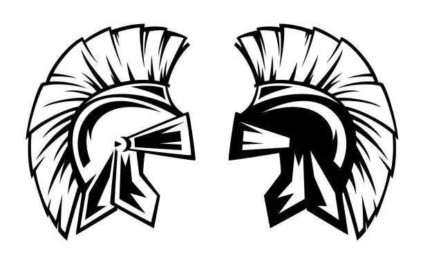 Vector illustration of spartan military helmet black vector design