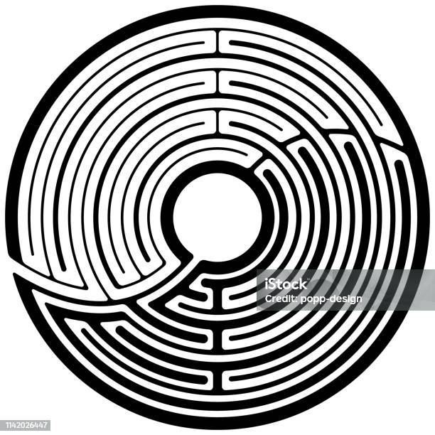 Yin And Yang Labyrinth Stock Illustration - Download Image Now - Yin Yang Symbol, Maze, Circle