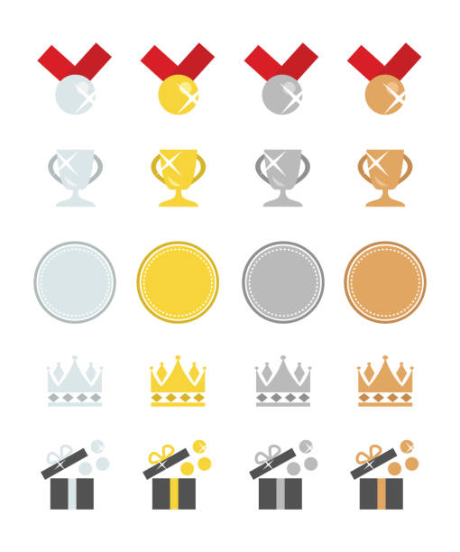 auszeichnungen in platin, gold, silber und bronze - medal platinum gold silver stock-grafiken, -clipart, -cartoons und -symbole