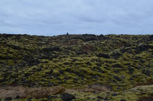 Rocky landscape in Iceland with volcanic rocks