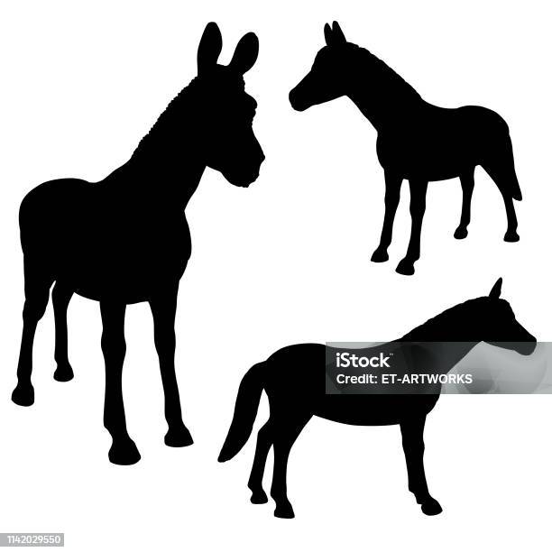 Vector Silhouette Horses Stock Illustration - Download Image Now - 2019, Animal, Animal Body