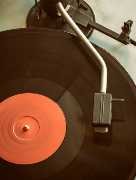 istock Vinyl analog player with the rotating LP. Close up. 1142029646