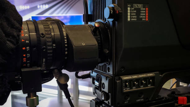 istock Professional Broadcast Television HD Video Camera on the set 1142032429