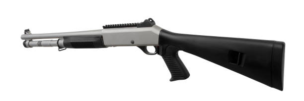 istock Black silver shotgun isolated on white background 1142032580