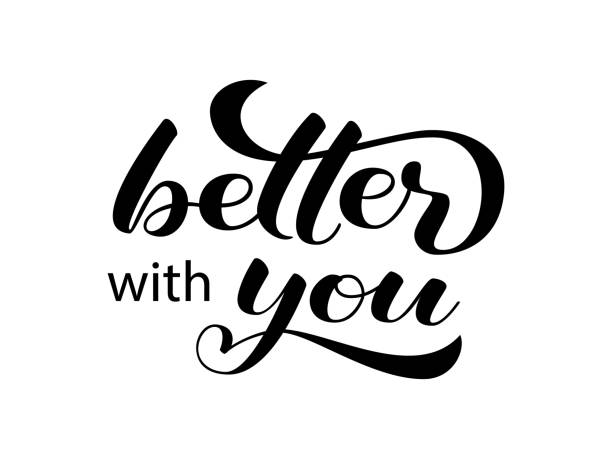 istock Better with you  lettering. Positive quote for card or clothes. Vector illustration 1142039844