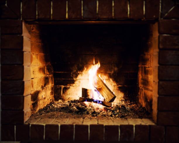 暖炉 - brick red wool heat ストックフォトと画像