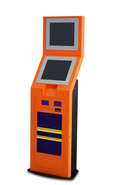 istock Information payment terminal on a white background. Means for instant, fast payment services. Touch screen. 1142043768