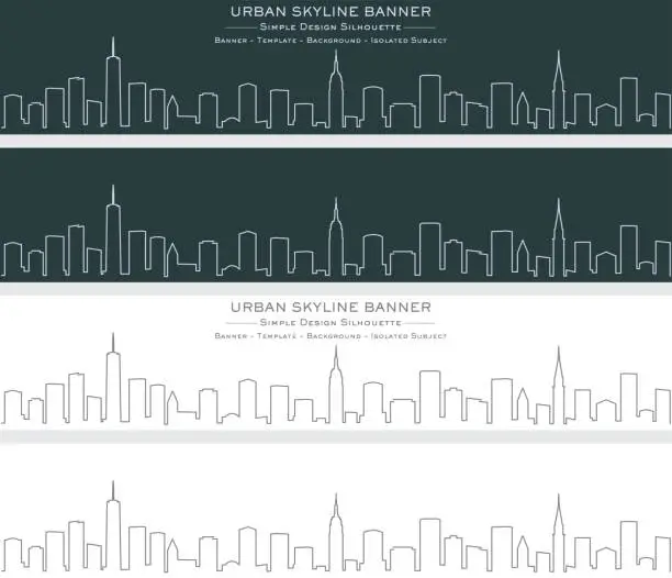Vector illustration of New York City Single Line Skyline Banner