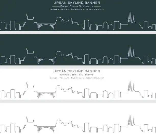 Vector illustration of Luxembourg Single Line Skyline Banner