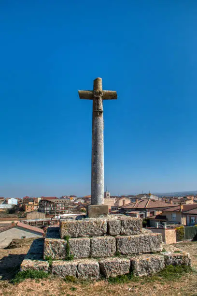 Cruz de San Pelayo is located on a hill near Roa de Duero, village of Burgos, Castilla y Leon, Spain