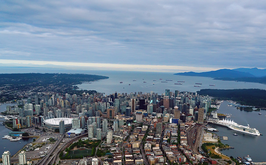 Aircraft aerial photography downtown vancouver