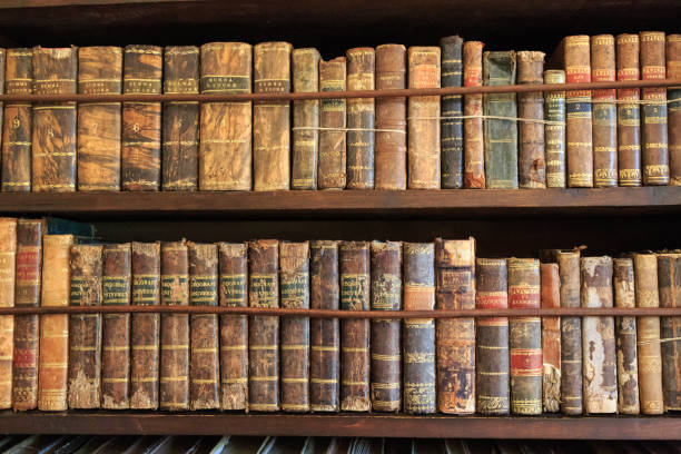 istock Shelves full of old books. 1142072641