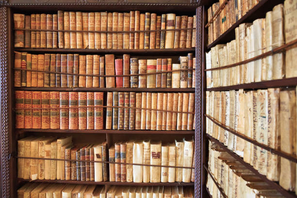 istock Shelves full of old books. 1142073340