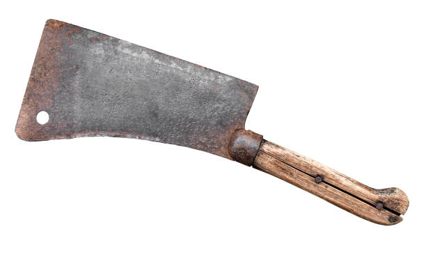 Isolated Old Fashioned Meat Cleaver Or Hatchet Knife On A White Background