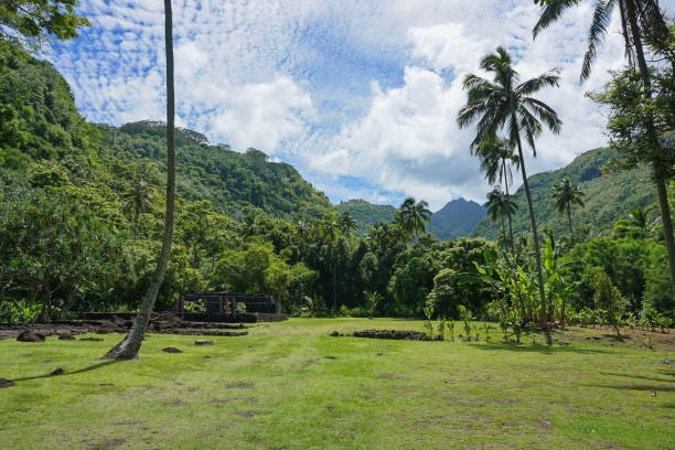 istock French Polynesia Tahiti island valley with a marae 1142082319