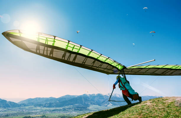 istock Hang glider launch from top of hill 1142088814