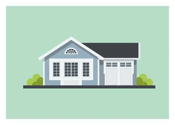 Vector illustration of small home with garage, simple illustration