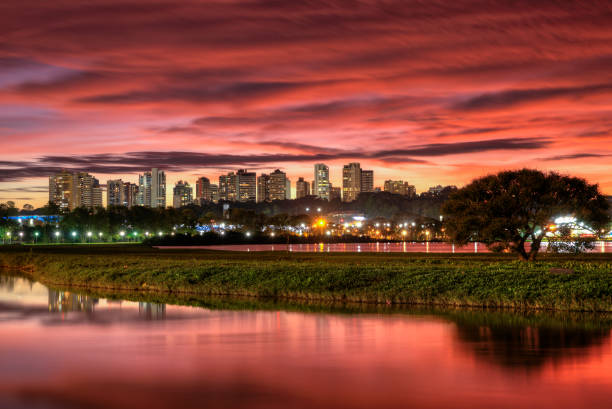 Beautiful sunset in Barigui Park.