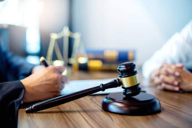 istock Judge gavel with Justice lawyers 1142103653