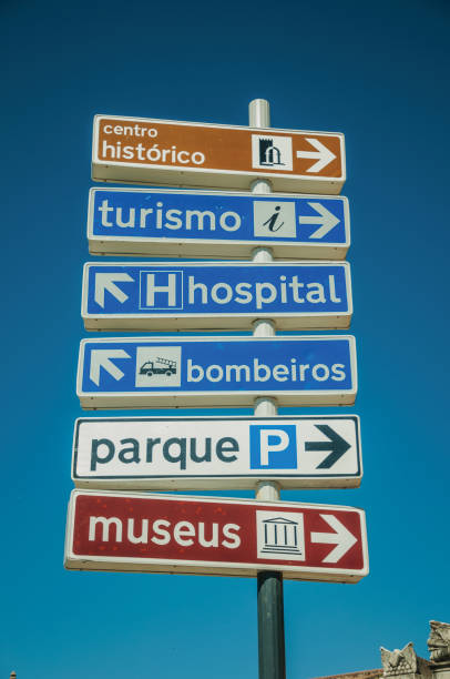 istock Signpost indicating public services and city attractions at Elvas 1142105385