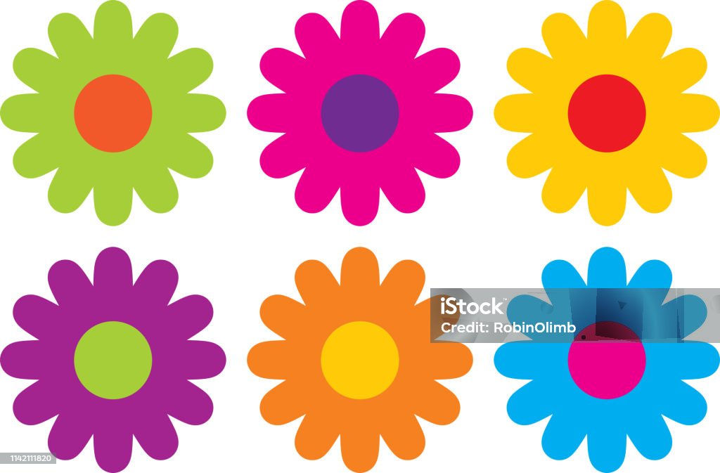 Ilustración de Coloridos Iconos De La Flor Hippie y más Vectores Libres de  Derechos de Flor - Flor, Ícono, Hippy - iStock