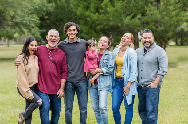 istock Multi-generation Hispanic family, reunion at the park 1142112012