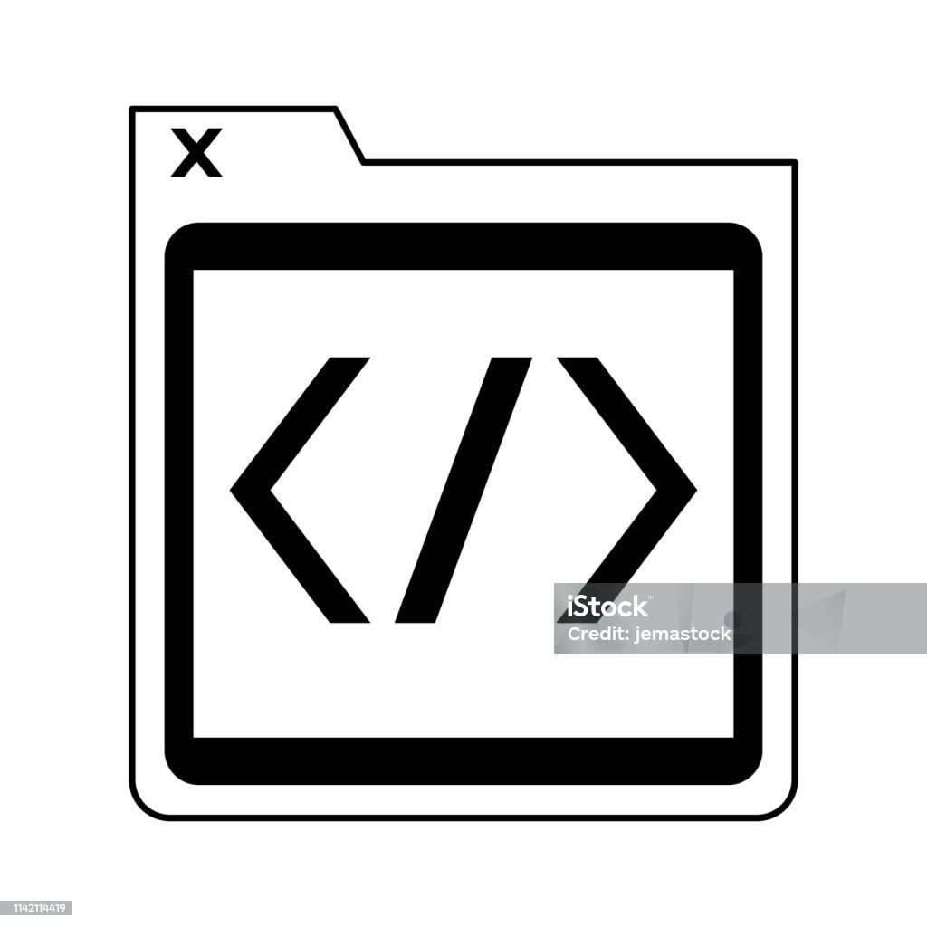 Programmer Code White Programmer Code Window Symbol In Black And White Stock Illustration ...