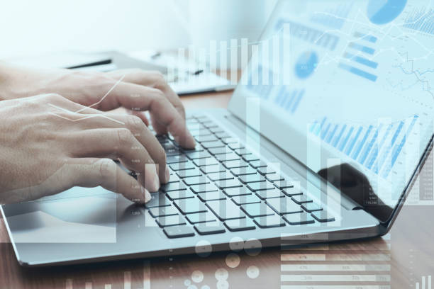 istock Business intelligence concept. Businessman using laptop for analysis. 1142115350