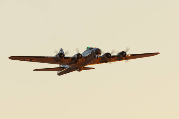 WWII bomber (B-17 Flying Fortress) in beautiful sunset light