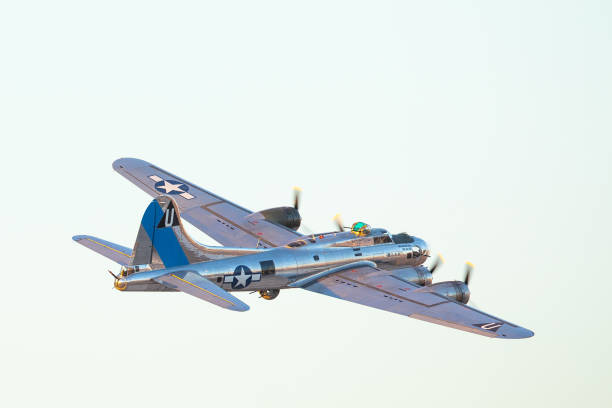 WWII bomber (B-17 Flying Fortress) in beautiful sunset light