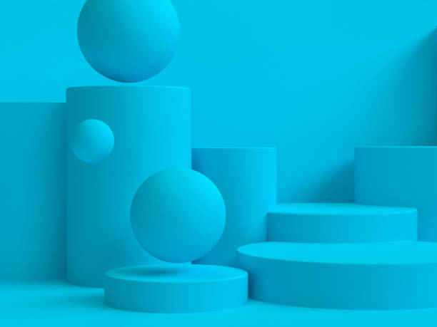 istock Minimalist abstract background, primitive geometrical figures, pastel colors, 3D render, podium for the advertized goods 1142120603