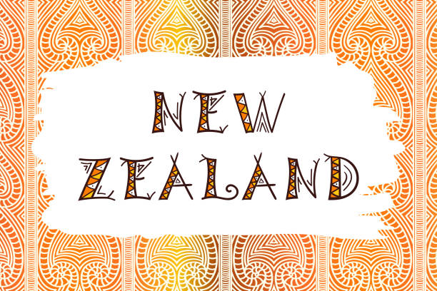illustrazioni stock, clip art, cartoni animati e icone di tendenza di nuova zelanda. illustrazione vettoriale. design di viaggio con sfondo ornamento modello etnico tribù. concetto tribale. - tatuaggi maori