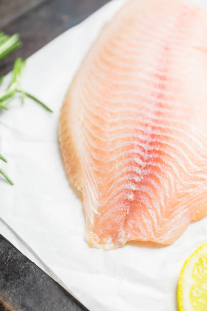 istock Raw tilapia fish fillet on the cutting board 1142131387
