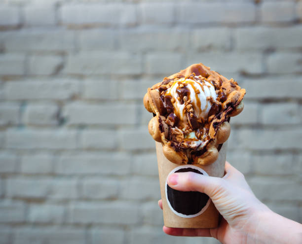 istock Hong Kong waffles or bubble wafer in hand 1142140624