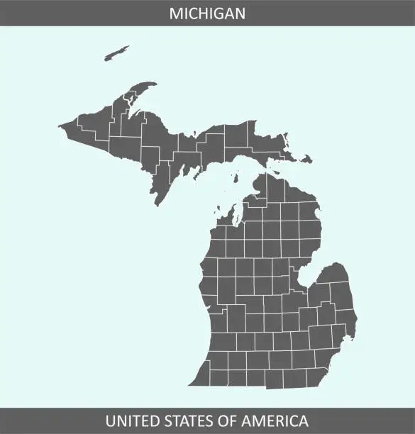Vector illustration of Michigan county map