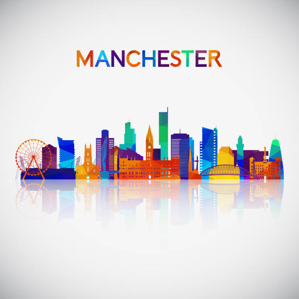 Manchester skyline silhouette in colorful geometric style. Symbol for your design. Vector illustration. Manchester skyline silhouette in colorful geometric style. Symbol for your design. Vector illustration. manchester england stock illustrations