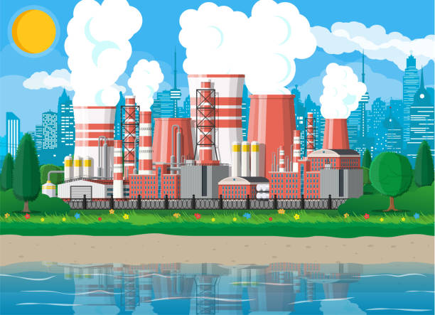 Industrial Factory Power Plant Stock Illustration - Download Image Now -  Factory, Cartoon, Nuclear Power Station - iStock