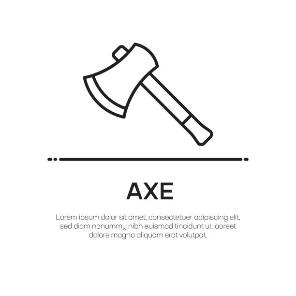 ikona linii wektorowej topora - prosta cienka ikona linii, element projektowania najwyższej jakości - handle axe work tool wood stock illustrations