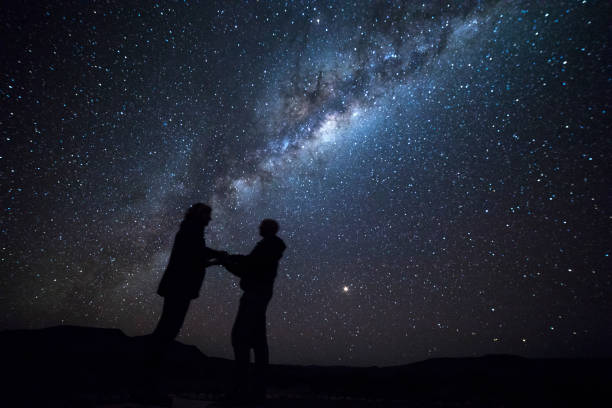 istock A couple propose in silhouette under the milky way. 1142155187
