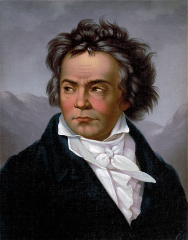 Vintage portrait of famous classical composer, Ludwig Van Beethoven.