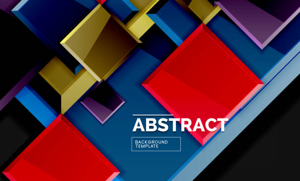 istock Glossy mosaic style geometric shapes - squares and triangles on black 1142160044